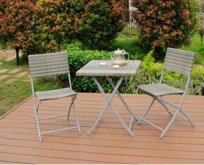 China Modern Iron Pe Rattan Chair Set Outdoor Furniture Patio Balcony Steel Waterproof Folding Outdoor Tables And Chairs for sale