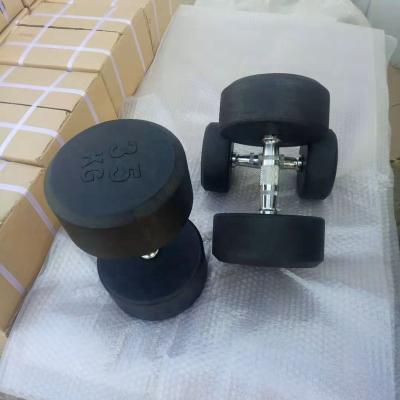 China Rubber-covered Dumbbell Weight Lifting Fitness Gym Fitness Equipment Round Head Rubber dumbbell for sale