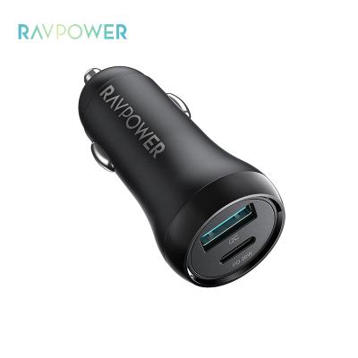 China RAVPower RP-VC026 20W PD Quick Charge QC3.0 USB Car Fast Charger Type C 20W Fast Car USB Charger For iPhone Galaxy S21 for sale