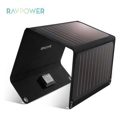 China RAVPower Black RP-PC118 21W 2-Port Waterproof Main Foldable Solar Charger Mobile Solar Charger for sale