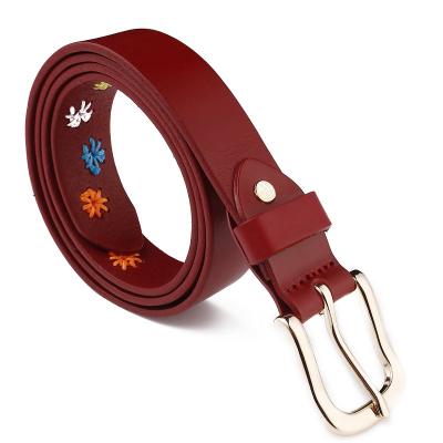 China Fashion Tops Cowhide Leather Decoration Lady Handmade Belt Stitching Custom Color For Woman for sale