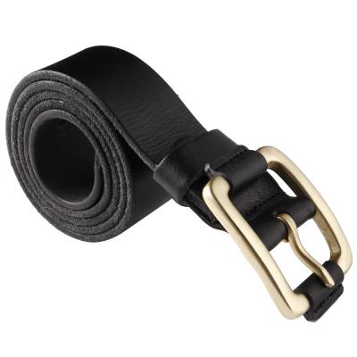 China Fashion Brass Buckle Full Grain Leather Cowhide Belt For Man Classic Lattice Belt for sale