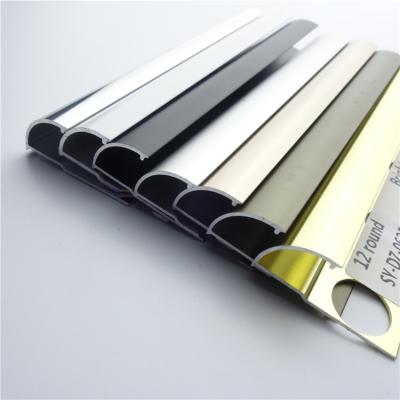 China Factory Direct Sales Multicolor Optional Quarter Metal Round Closed Edge Tile Aluminum Trim For Cabinet Side for sale