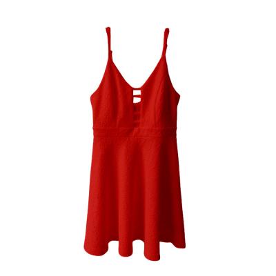 China Breathable New Summer Sexy V-Neck Slip Sleeveless Extinguishing Casual Short Dress For Women for sale