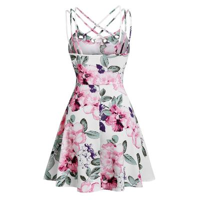 China 2022 Breathable Wholesale Floral Printing Ladies Dresses Flower Dress Collar Casual Dress For Women for sale