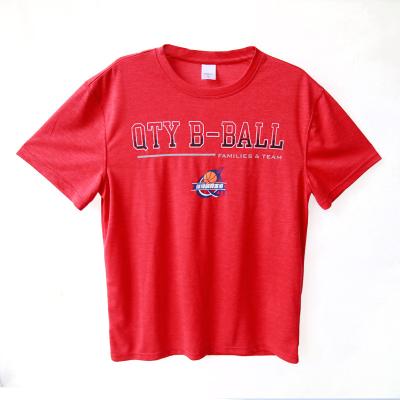 China High Quality 100% Polyester Round Neck Anti-Shrink Printed Logo Short Sleeve Casual Red T-Shirt For Men for sale