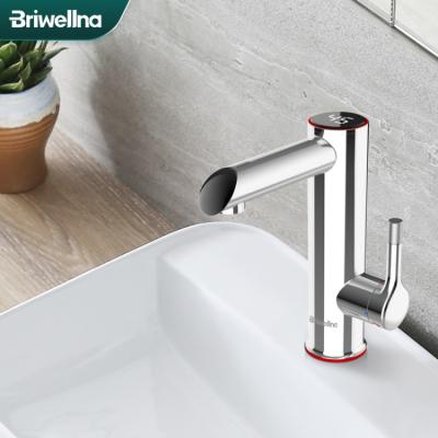 China Briwellna 220V Faucet Bathroom Electric Bottom Mixer Tap with LED Display Waterproof Electric Water Heater Faucet Tankless Geyser Tap for sale