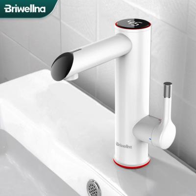 China Briwellna 220V Water Heater Tap LED Digital Bathroom Mixer Tap Hot Water Faucets Lower Instant Electric Heated Geyser Faucet for sale