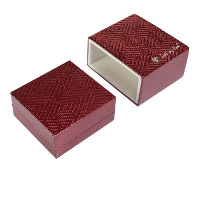 China Leather cheap classical plastic jewelry hinge box ring pendant necklace box with red pattern for sale