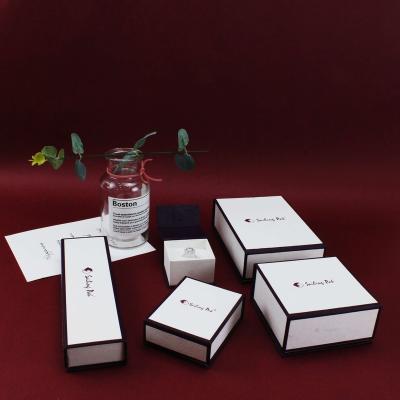 China Paper Top trending gift box customized logo jewelry set  with white and purple color for sale