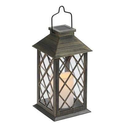 China Garden Led Solar Light Factory In Ningbo Black Color IP44 Certificated Plastic Glass Solar Lantern For Decoration for sale