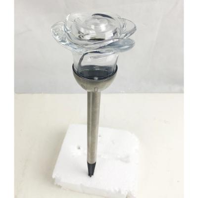 China Garden Solar Powered Flower Lights Stainless Steel Material Rose Shape For Pathway for sale