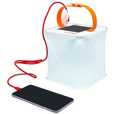 China Portable Solar Led Warehouse Light Luci Square PVC Phone Charging USD Head Connection For Outdoor Hiking for sale