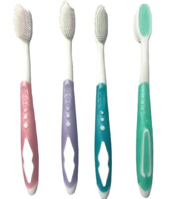 China Disposable Plastic Toothbrush Custom Manual Rubber Eco-friendly Adult Soft Toothbrush With Nylon Bristle for sale