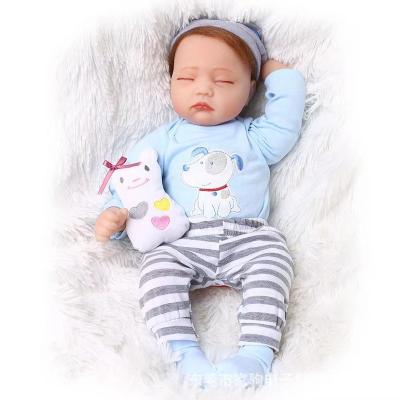 China Cartoon toy 22 inch 55 cm bebe reborn baby - doll denim suspender skirt exquisite girl doll with headband for girl toy for sale