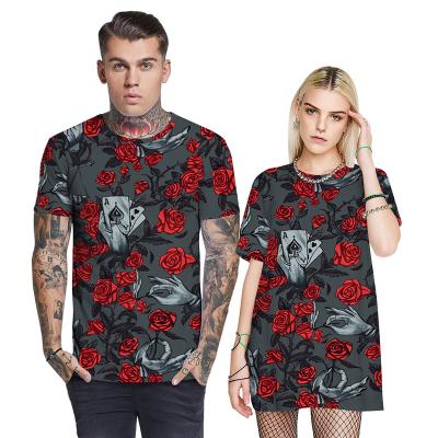 China designer Print Tee Big and Tall T-shirt Summer Oversized 6xl Evertop Shirt OEM Love&roses Anti-Wrinkle Plus Size T-shirts Sublimation T-shirt for sale