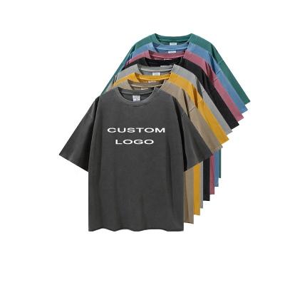 China Wholesale Anti-Wrinkle Mens Wash T-shirt Streetwear Hip Hop Stone 100% Cotton Acid T-Shirts With Logo Customize Vintage Oversized T Shirt for sale