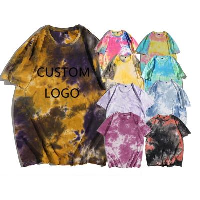 China Anti-Wrinkle Evertop OEM Men/Women Tie Dye Summer T-shirt Tye Dye Streetwear Urban Unisex Half Sleeve Oversize T-shirt for sale