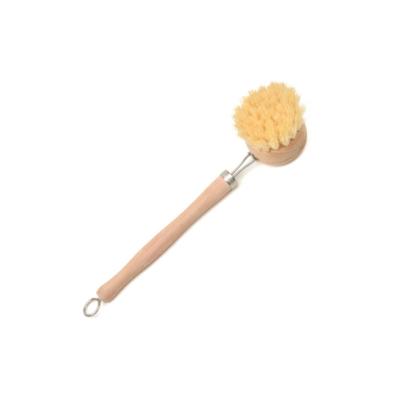 China Natural Dish Stocked Clearning Friend Handle Kitchen Eco- Long Sweep To Scrub Pot Pan Brush Plant Fiber Bristle Vegan for sale