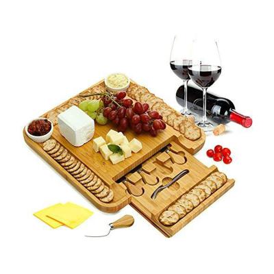 China Sustainable Bamboo Cheese Board Cheese Board With Four 2 Cups 2 Forks Ceramic Cheese Board Knife Set for sale