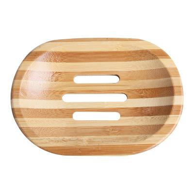 China Soap Easy Dry Eco-Friendly Non-Slip Draining Bamboo Wooden Soap Dish for sale