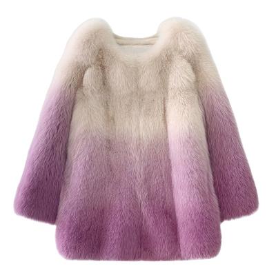 China New Fashion Breathable Real Fur Coat Long Sheath Loose Winter Women Outwear Natural Fox Fur Coat for sale