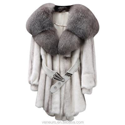 China Wholesale Breathable Natural Color Luxury Style Fur Collar Women's Large Winter Mink Fur Coat for sale