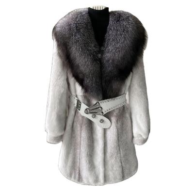 China Wholesale Warm Breathable Colored Natural Luxury Style Fox Fur Collar Jacket Women's Large Winter Mink Fur Coat MN011 for sale