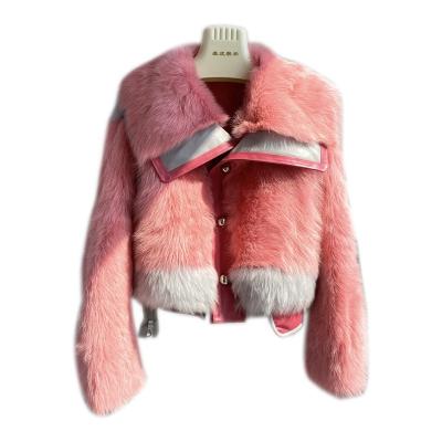 China High Quality Winter Sheepskin Breathable Warm Selling Short Tuscan Side Fur Coat Double for sale