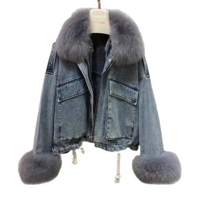 China New Winter Fox Fur Parka Rabbit Fur Lining Women Fashion Real Fur Parka Breathable for sale