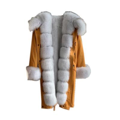 China Other Fox Fur Large Fur Collar Women's Middle And Rex Rabbit Inner Layer Long Detachable Coat for sale