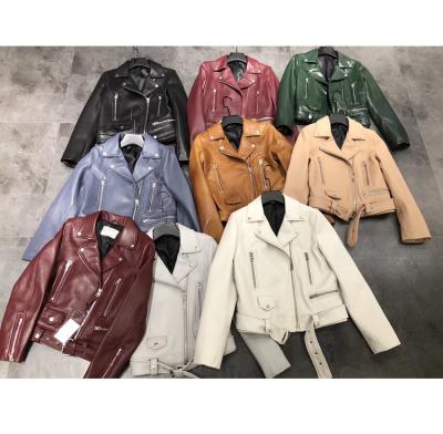 China Newest 2021 Designer Windproof Women Buttons Biker Leather Motorcycle Crop Synthetic Leather Women for sale