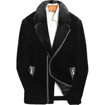 China 2020 New Men Fashion Breathable 100% Woolen Shorts Jackets With Mink Fur Collar Fall Winter Casual Outwear for sale