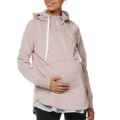 China Fashion Nursing Maternity Hoodie Antibacterial Sweater Soft Loose Maternity Long Sleeve for sale