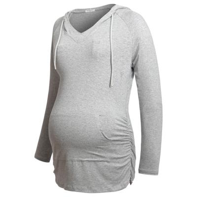 China Antibacterial In-stock Fashionable Pregnant Clothes Sleeve Long Feeding Nursing Maternity Hoodie for sale