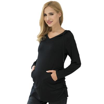 China Antibacterial Fashionable Pregnant Clothes Sleeve Long Feeding Nursing Maternity Hoodie for sale