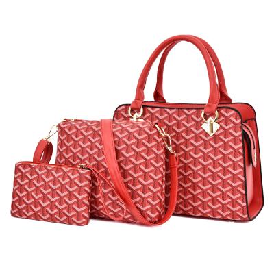 China 100% Eco-Friendly 2020 Newest Designs Woman 3 Piece PU Leather Tote Bag for sale