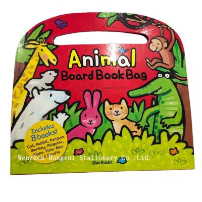 China wholesale custom white 300-450gsm card board schoolbag custom animal story book with 8 books hot sale educational study and reading factory for sale