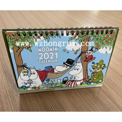 China Factory Wholesale Custom Printing OEM 2021 Cute Table Calendar Desk Calendar Flip Above Stand Desk Table Calendar Hippo Design for sale