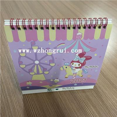 China OEM 2021 Cute Custom Factory Wholesale Desk Calendar Table Calendar Flip Above Stand Desk Table Calendar Cat Design With Stickers for sale