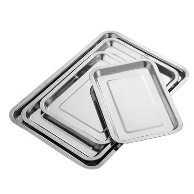 China Sustainable Restaurant Stainless Steel Rectangular Napkin Tray Storage Tray Serving Tray for sale