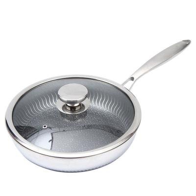 China SS304 Stainless Steel Non-Stick Saucepan Kitchen Sustainable 28cm Frying Pan Suitable for Gas Stove and Induction Cooker for sale