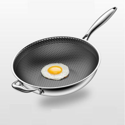 China Factory direct sales viable non-stick stainless steel honeycomb frying pan 34cm with steel lid for sale