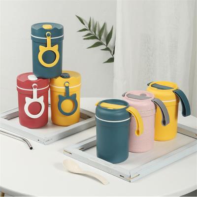 China Leakproof Fresh Preservation Soup Can Lunch Box Sealed Round Wheat Straw Sealed Soup Cup Food Soup for sale