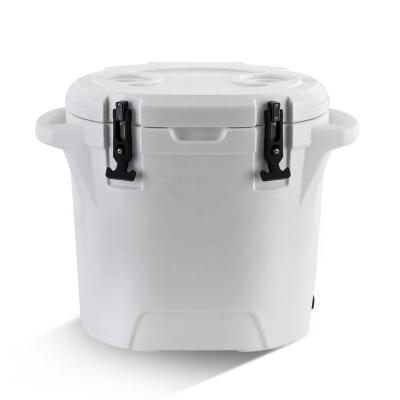 China Hot Sale 25L Outdoor Roto Insulated Camping Molded Cooler Box For Ice Chest Coolers Outdoor Plastic White Box for sale