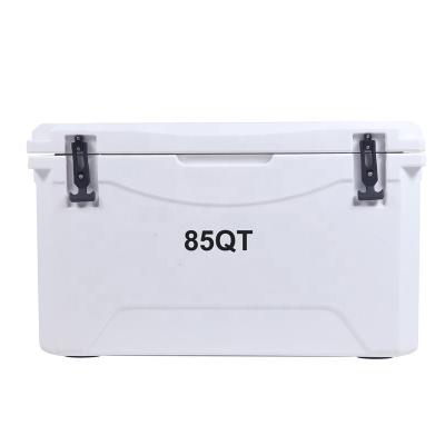 China OEM 85QT (80L) Insulated Ice Chest Cooler Box PU Foam Insulated Plastic Cooler Cooler Expanding Ice Cooler Box for sale