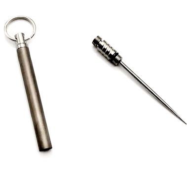 China Sustainable Key Chain Instrument EDC Titanium Integrated Design Telescopic Toothpick With Titanium Protective Case Holder Travel Self-Defense Kit for sale