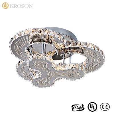 China Home Lighting Crystal Zhongshan Factory Outlet Stainless Steel Decorative Crystal Cover Base Flush Mount Led Chandelier Ceiling Lights for sale