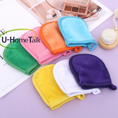 China Hand Shape Mini Eye Cleaning Glove Makeup Remover Ladies Microfiber Glove QUICK DRY Face Gloves With Just Water for sale