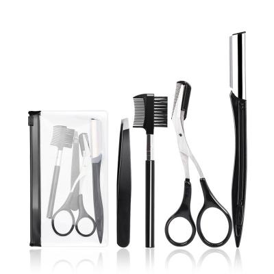 China U-HomeTalk Portable Eyebrow Trimming Suit UT-EB04 Wholesale Eyebrow Makeup Sets Eyebrow Scissors/Knives/Comb/Tweezers 4 in 1 Eyebrow Repair Wet for sale